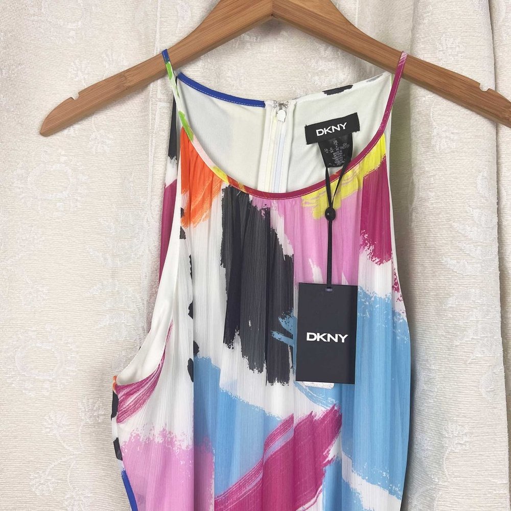 DKNY abstract rainbow print halter midi dress - Picture 4 of 12